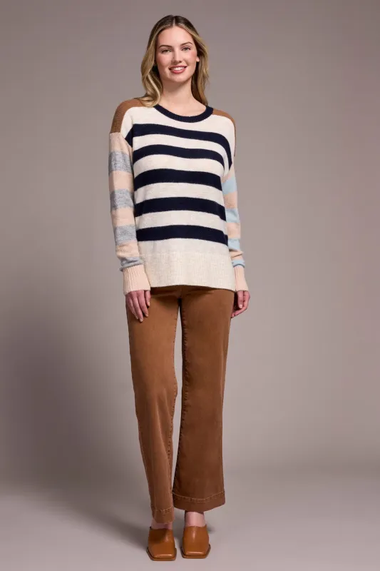 Soft Knit Combo Striped Boat Neck Sweater-Sapphire sold by Tribal