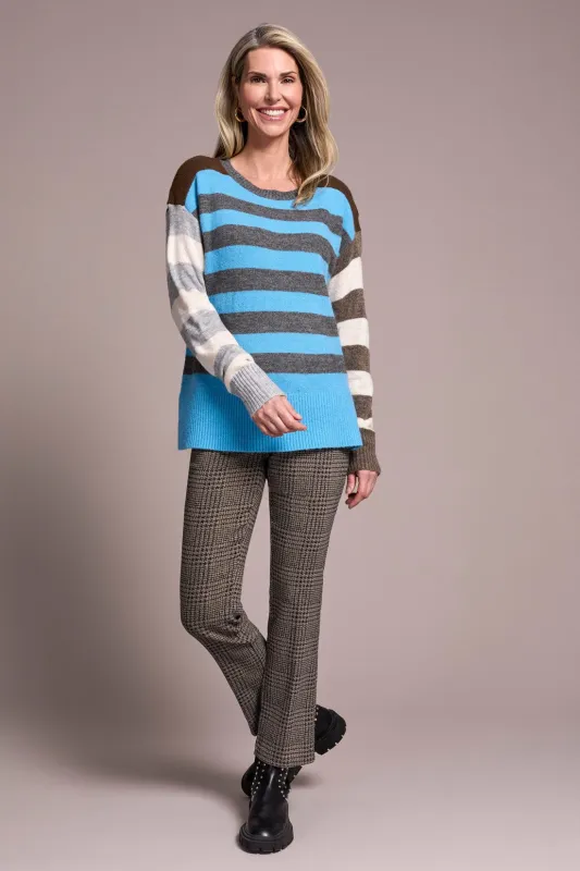 Soft Knit Combo Striped Boat Neck Sweater-Celestial sold by Tribal