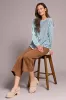Fuzzy Soft Crew Neck Combo Print Knit Top-Pastelteal sold by Tribal