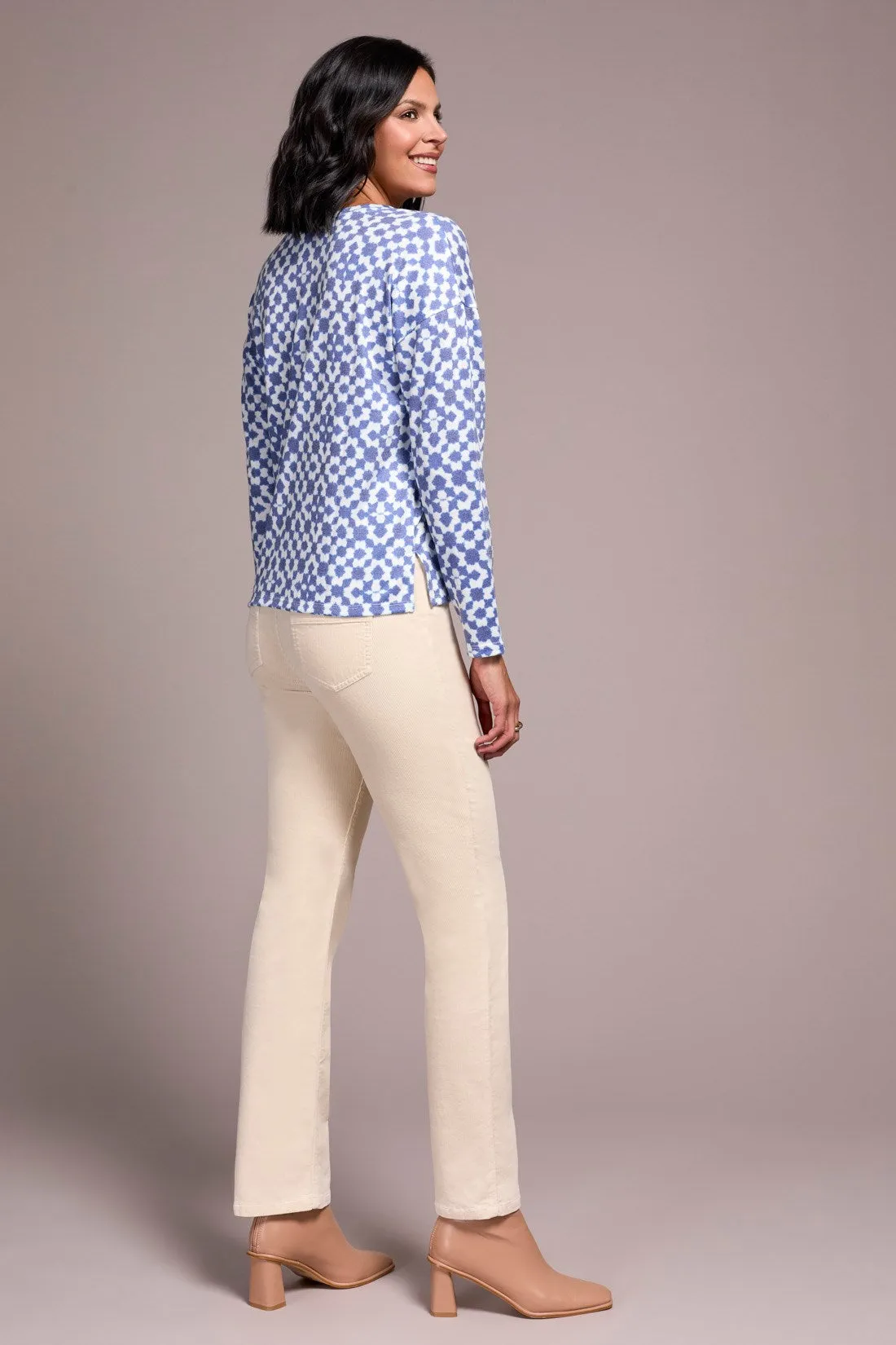 Fuzzy Soft V-Neck Combo Print Knit Top-Ultrablue sold by Tribal product image thumbnail 4