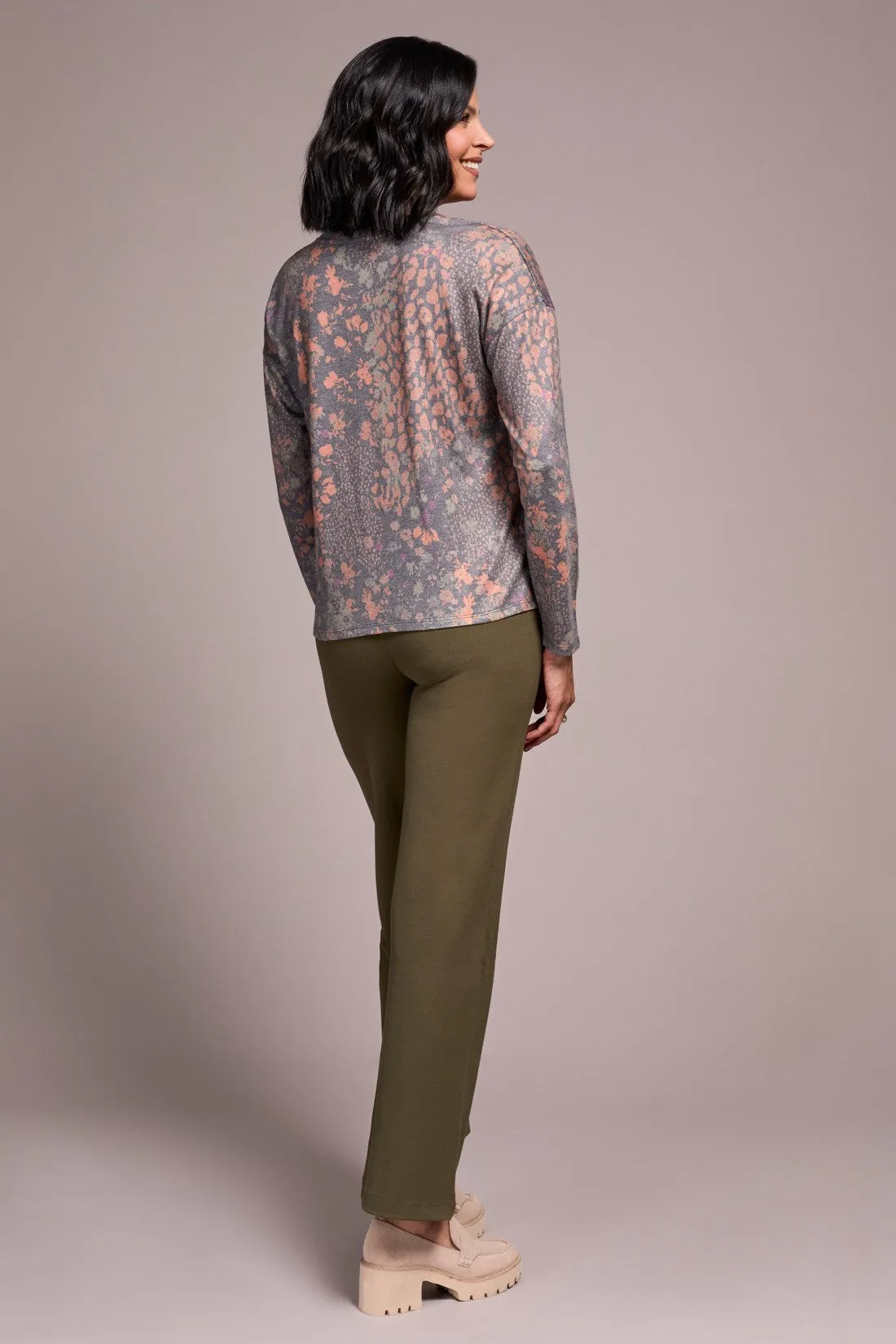 Fuzzy Soft V-Neck Combo Print Knit Top-Turmeric sold by Tribal product image thumbnail 4