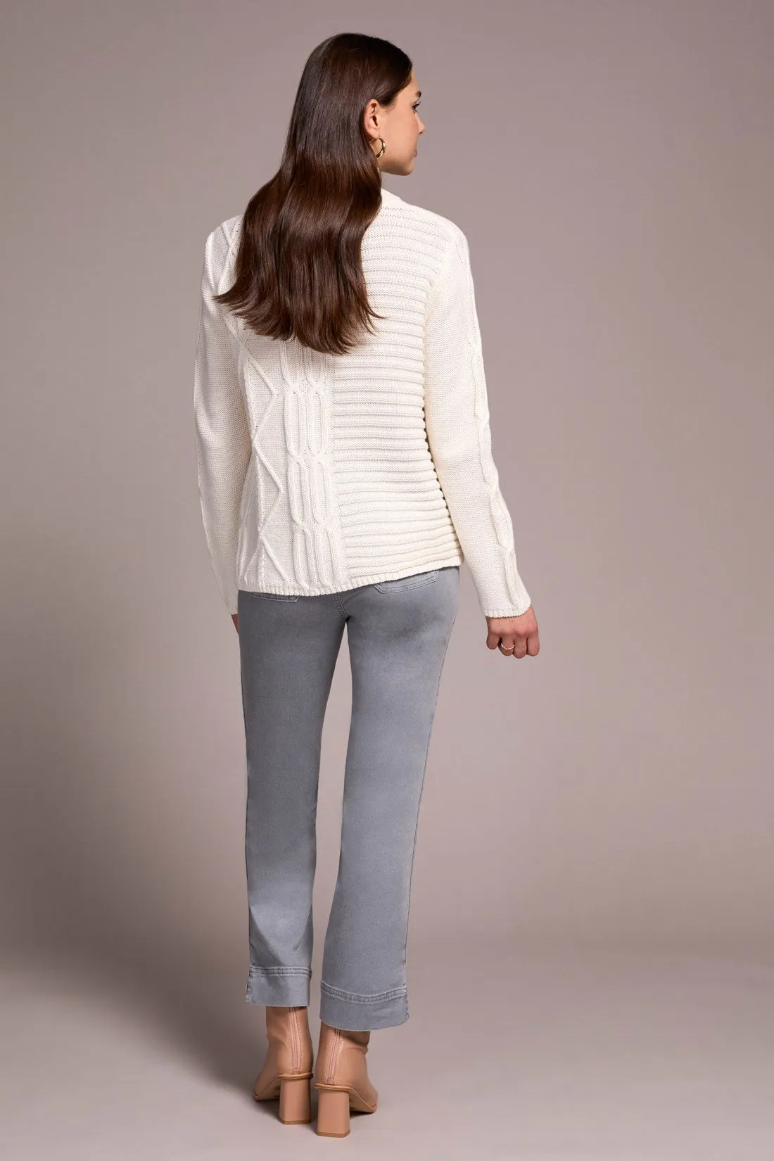 Vintage Washed Cable Knit Mock Neck Sweater-Cream sold by Tribal product image thumbnail 4