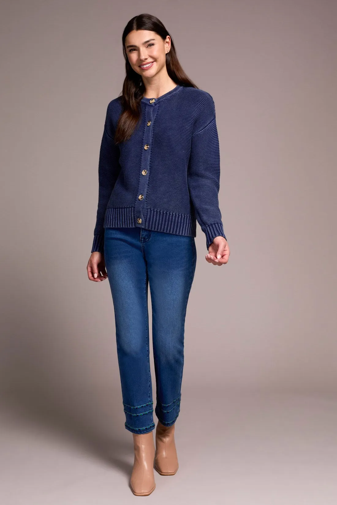 Cotton Yarn Button-Front Cardigan With Special Wash-Nightfall sold by Tribal product image thumbnail 2