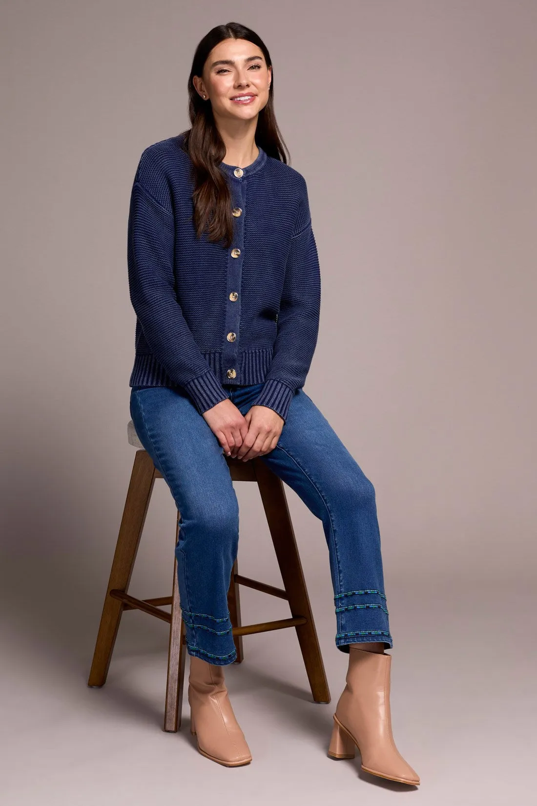 Cotton Yarn Button-Front Cardigan With Special Wash-Nightfall sold by Tribal product image thumbnail 3