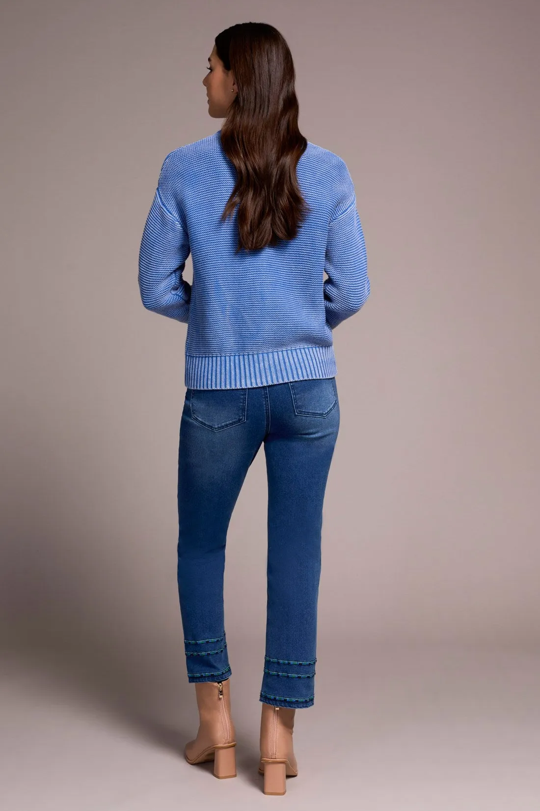 Cotton Yarn Button-Front Cardigan With Special Wash-Ultrablue sold by Tribal product image thumbnail 4