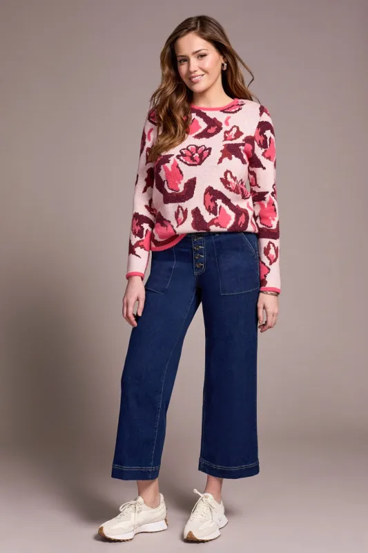 Sophia Curvy Comfort Stretch Wide Leg Crop Jeans-Deepwater sold by Tribal