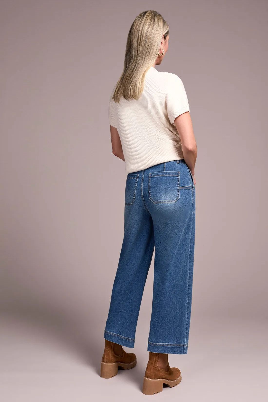 Sophia Curvy Comfort Stretch Wide Leg Crop Jeans-Truevintage sold by Tribal product image thumbnail 4