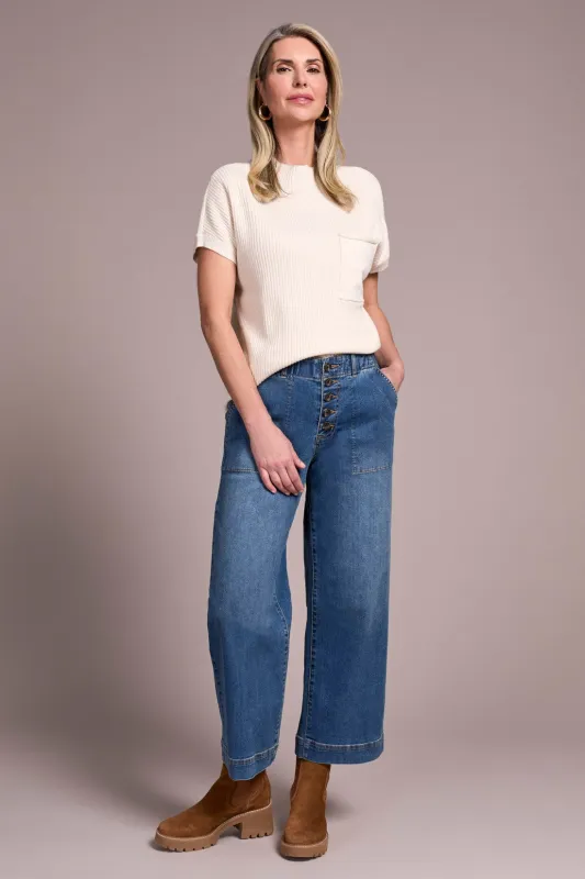 Sophia Curvy Comfort Stretch Wide Leg Crop Jeans-Truevintage sold by Tribal