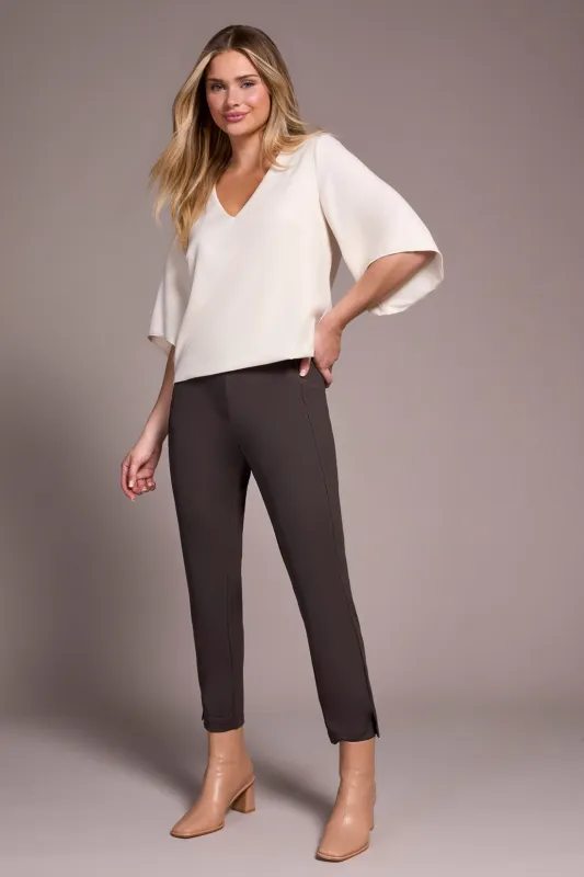 Signature Crepe Flutter Sleeve V-Neck Blouse-Moonstone sold by Tribal