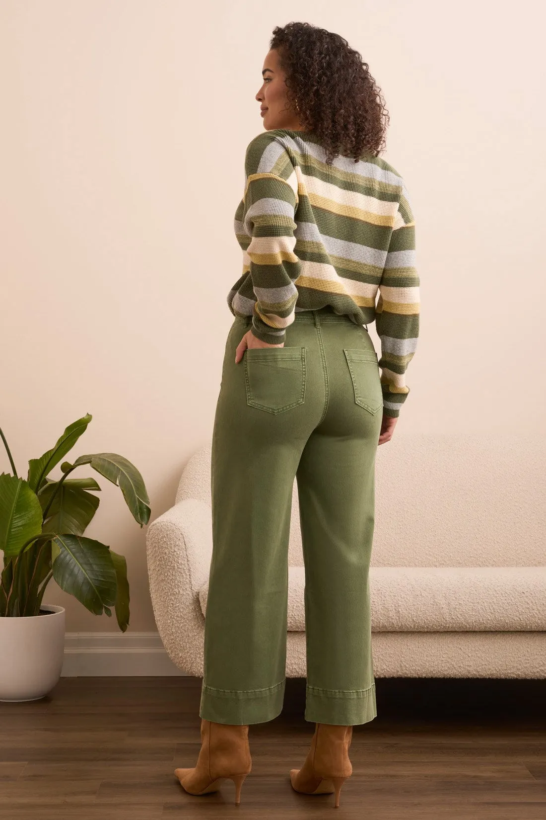 Comfort Stretch High Rise Palazzo Pants-Chive sold by Tribal product image thumbnail 4