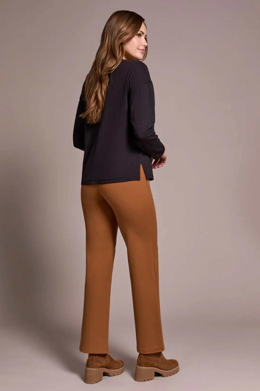 Slub Knit Flatlock V-Neck Top-Black sold by Tribal product image thumbnail 3