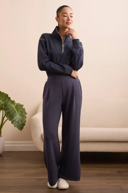 Techno Lux Wide Leg Pull-On Pants-Sapphire sold by Tribal