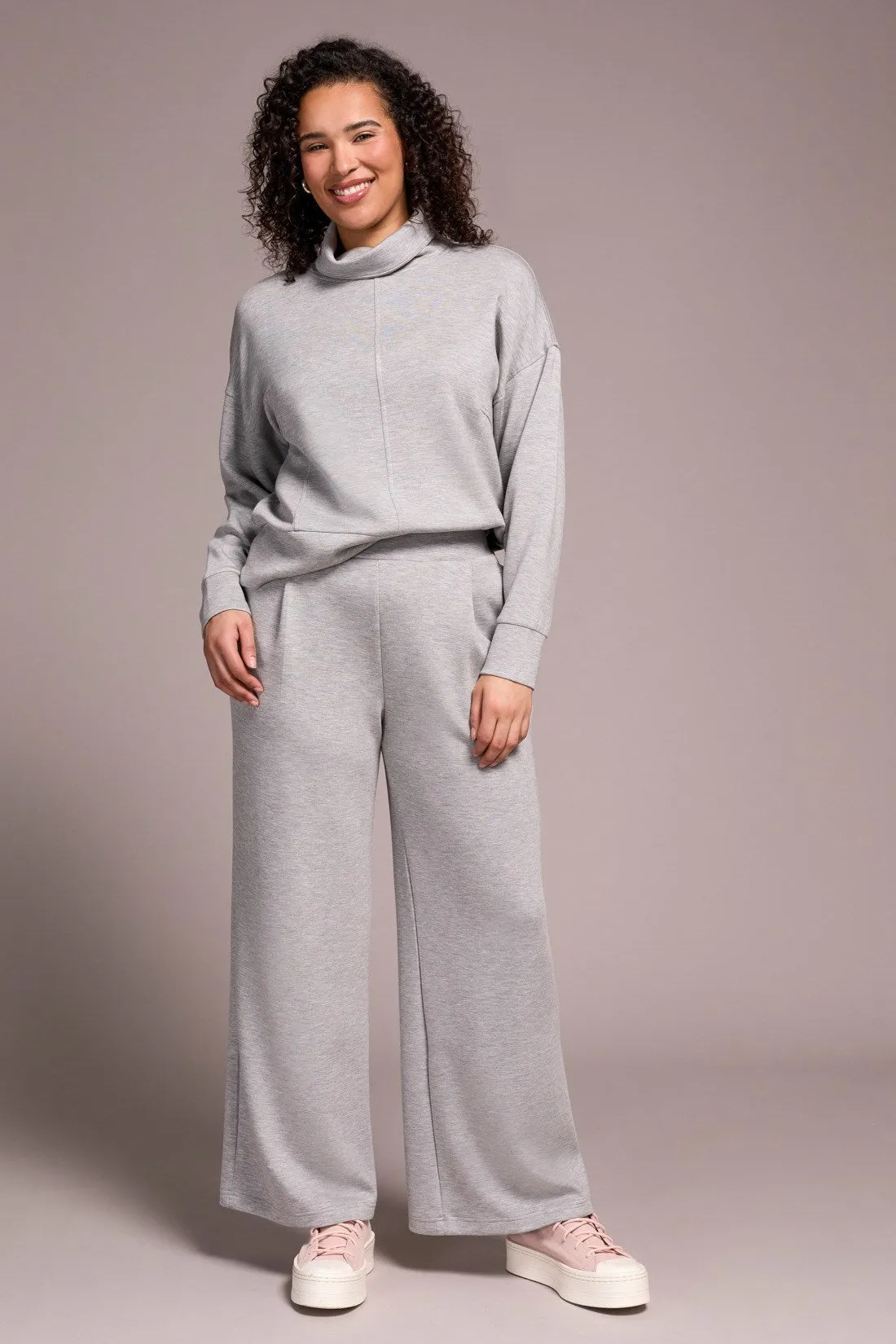 Techno Lux Wide Leg Pull-On Pants-Lt.grey mix sold by Tribal