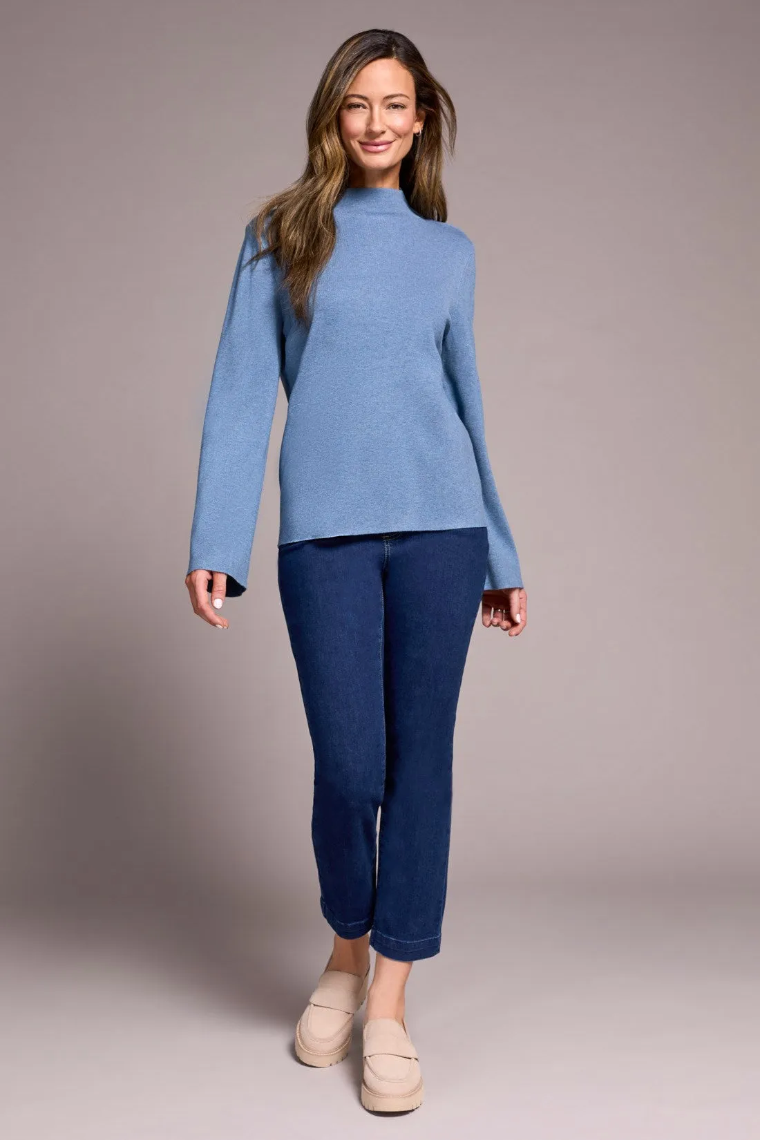 Long Sleeve Funnel Neck Sweater-H aqua sold by Tribal