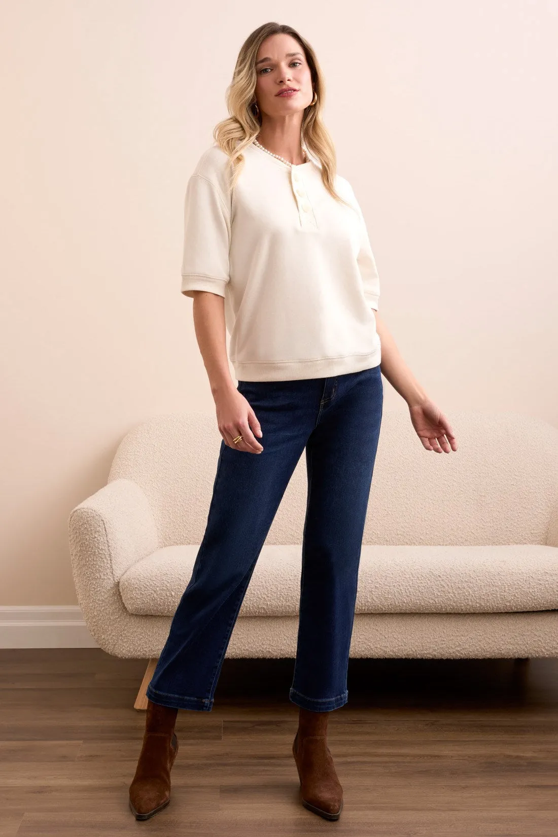 Soft Touch French Terry Henley Top-Cream sold by Tribal product image thumbnail 2