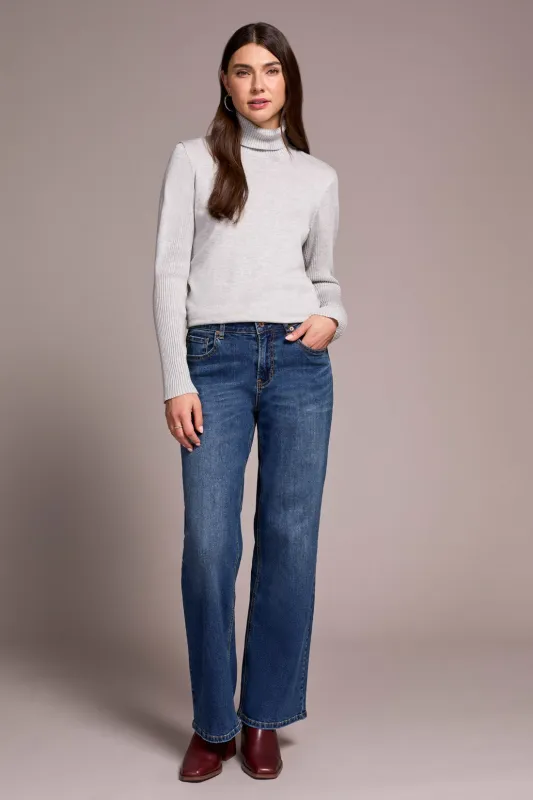 Sophia Curvy Hugging Wide Leg Jeans-Antiqueblue sold by Tribal
