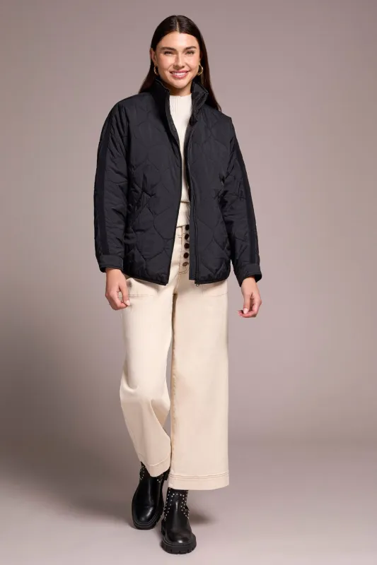 Lightweight Drop Shoulder Quilted Puffer-Black sold by Tribal