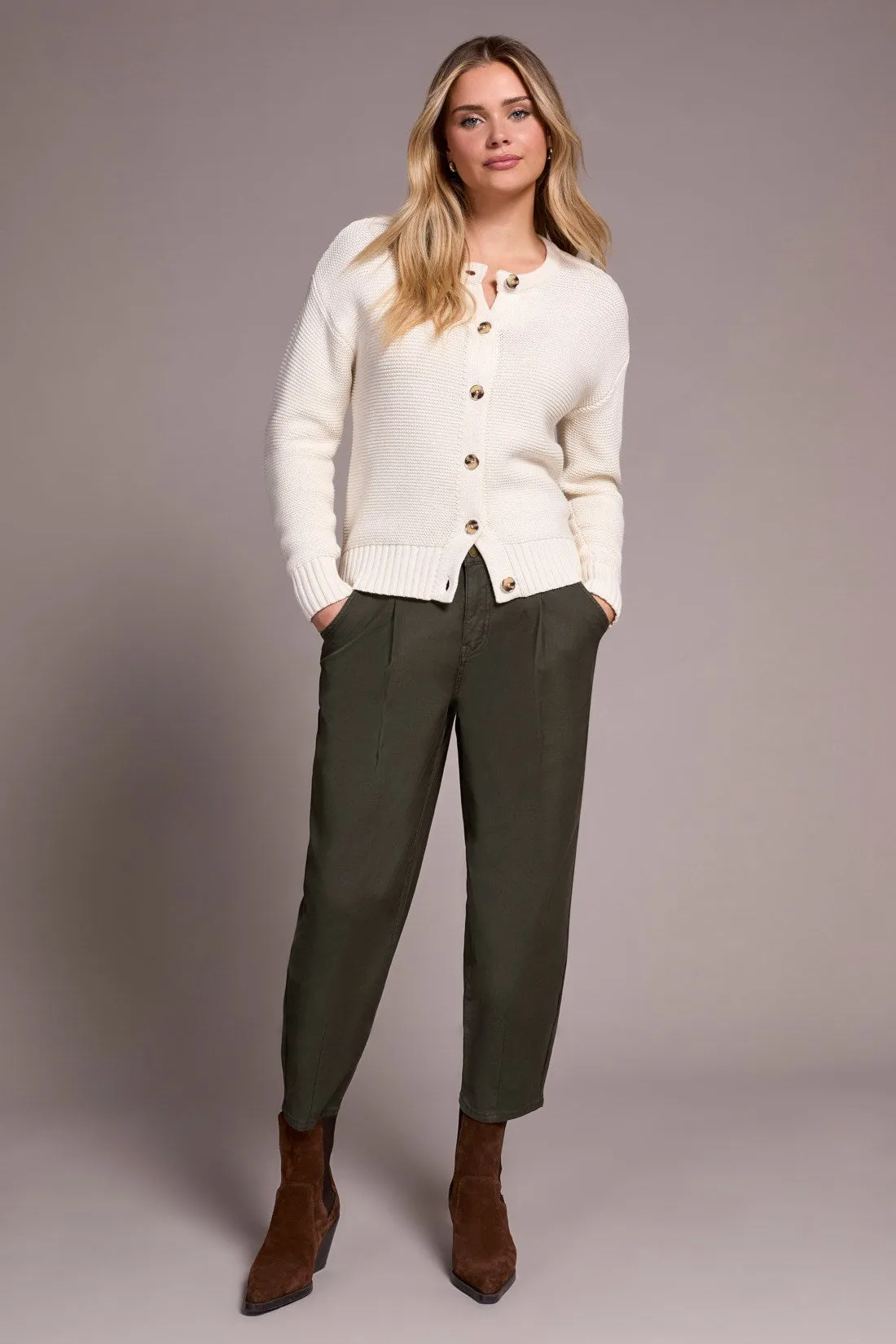 Cotton Yarn Button-Front Cardigan With Special Wash-Eggshell sold by Tribal product image thumbnail 2