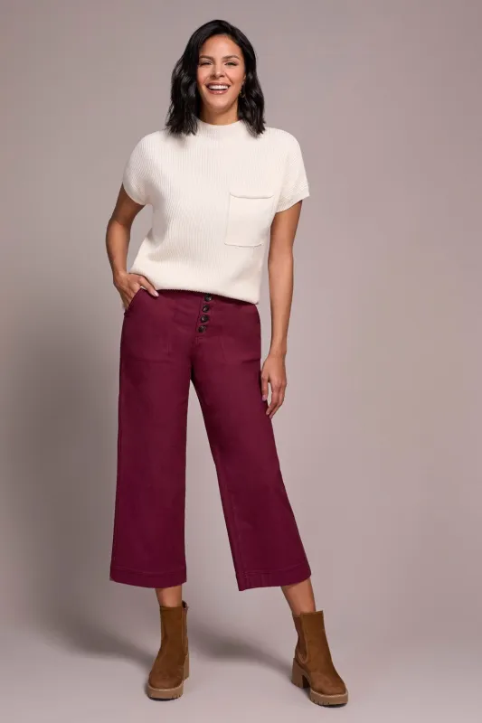 Sophia Curvy Button Fly Wide Leg Crop Jeans-Passion plum sold by Tribal