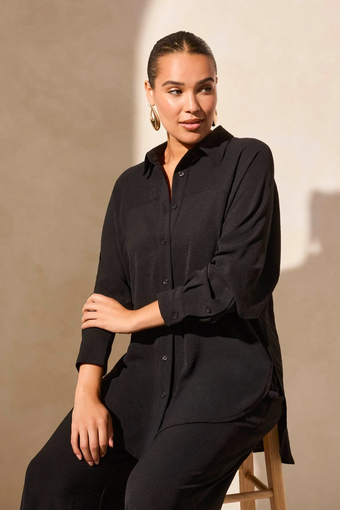 Stretch Woven Flowy Raglan Sleeve Shirt-Passion plum sold by Tribal product image thumbnail 2