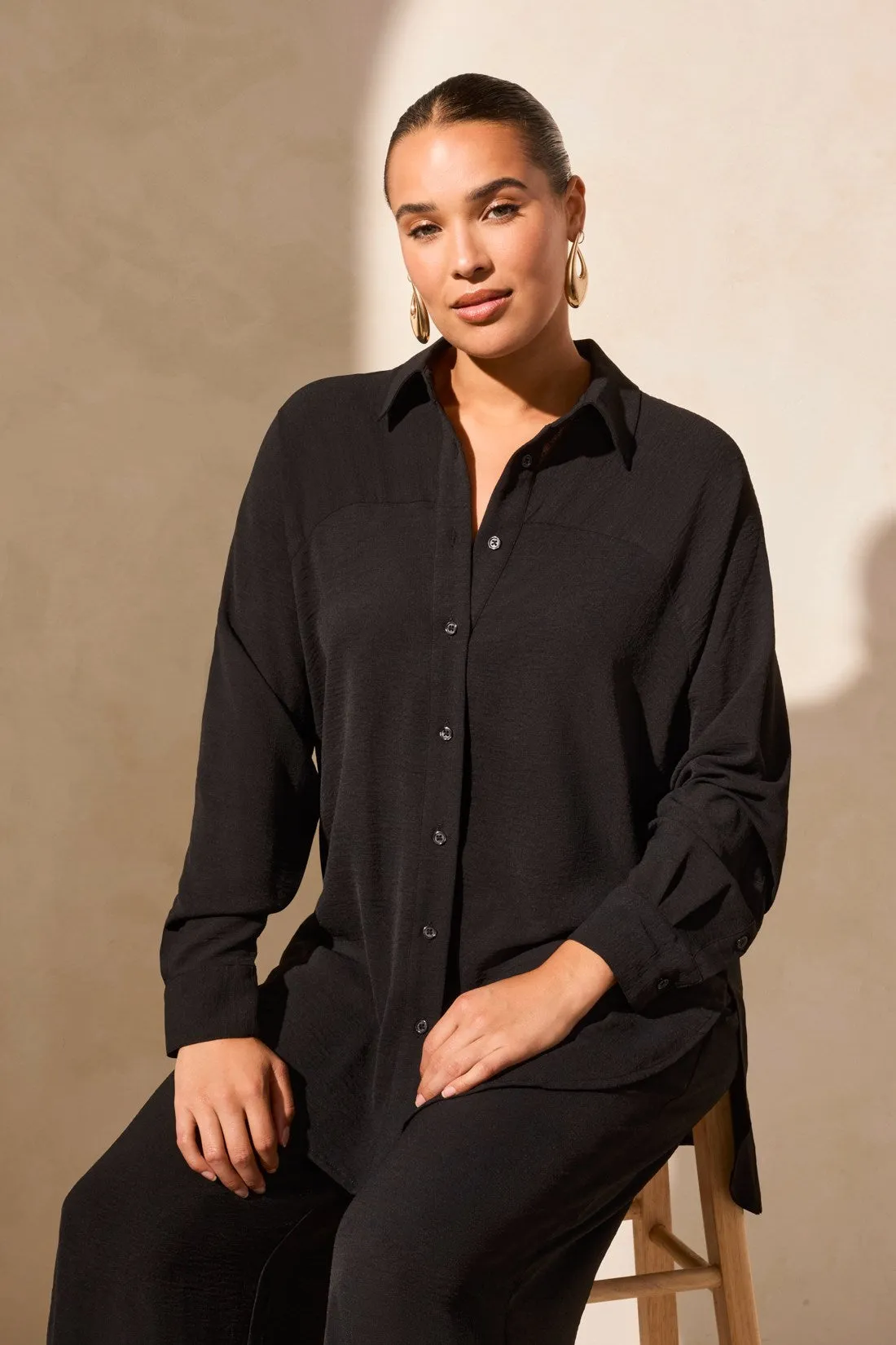 Stretch Woven Flowy Raglan Sleeve Shirt-Passion plum sold by Tribal product image thumbnail 3