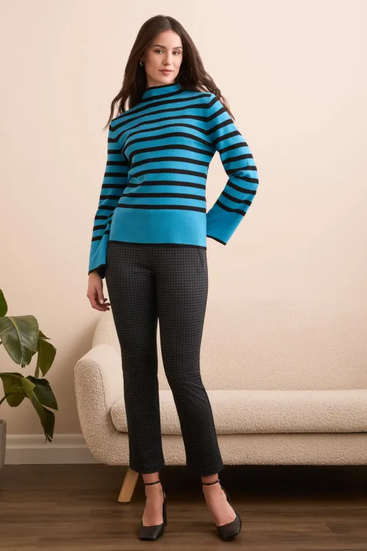 Lightweight Mock Neck Striped Sweater-Celestial sold by Tribal