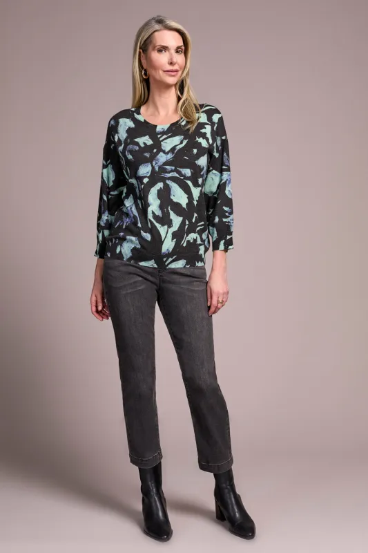 Soft Yarn Three-Quarter Sleeve Crewneck Sweater-Mint sold by Tribal