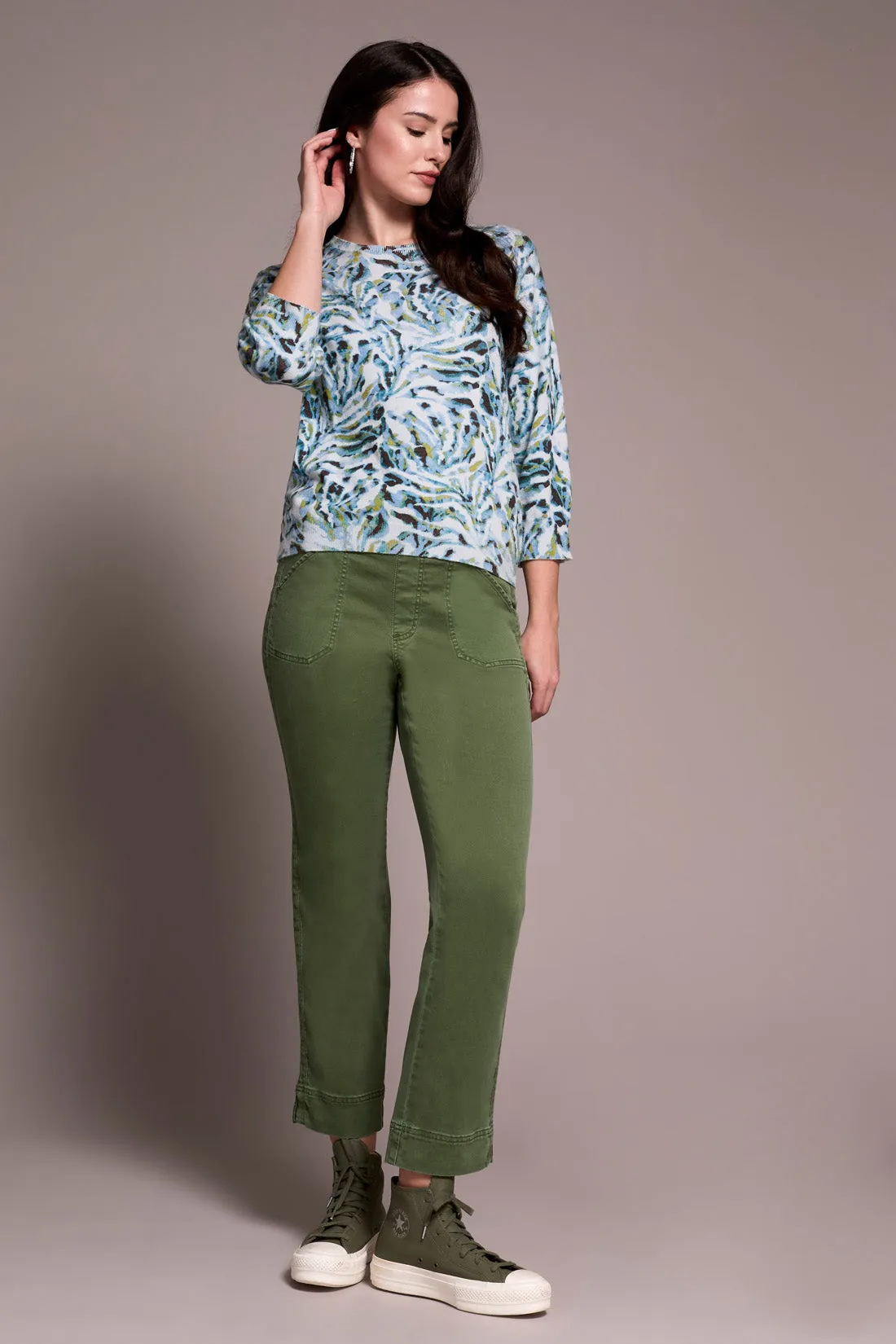 Soft Yarn Three-Quarter Sleeve Crewneck Sweater-Mistblue sold by Tribal product image thumbnail 2