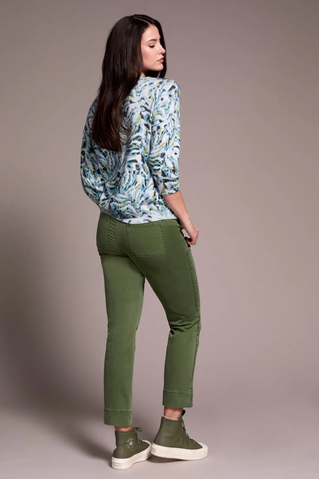 Soft Yarn Three-Quarter Sleeve Crewneck Sweater-Mistblue sold by Tribal product image thumbnail 4