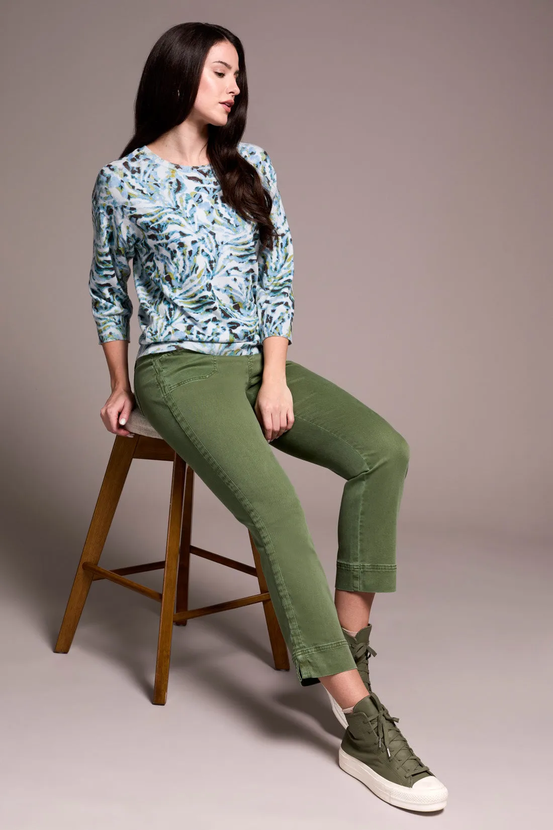 Soft Yarn Three-Quarter Sleeve Crewneck Sweater-Mistblue sold by Tribal product image thumbnail 3