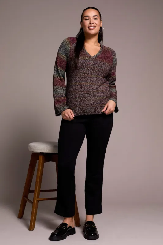 Combed Cotton V-Neck Sweater-Wine sold by Tribal