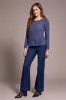 Combed Cotton Mesh Jacquard Boat Neck Sweater-Marine sold by Tribal
