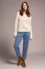 Combed Cotton Mesh Jacquard Boat Neck Sweater-Moonstone sold by Tribal