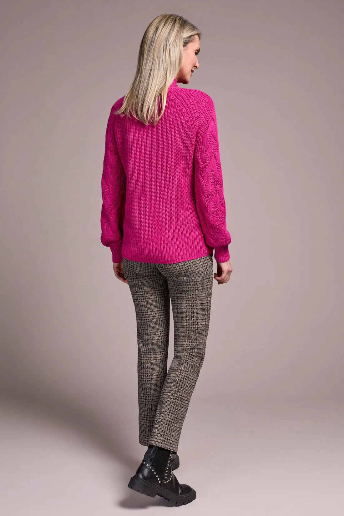 Cable Knit Mock Neck Sweater-Pink flambe sold by Tribal product image thumbnail 4