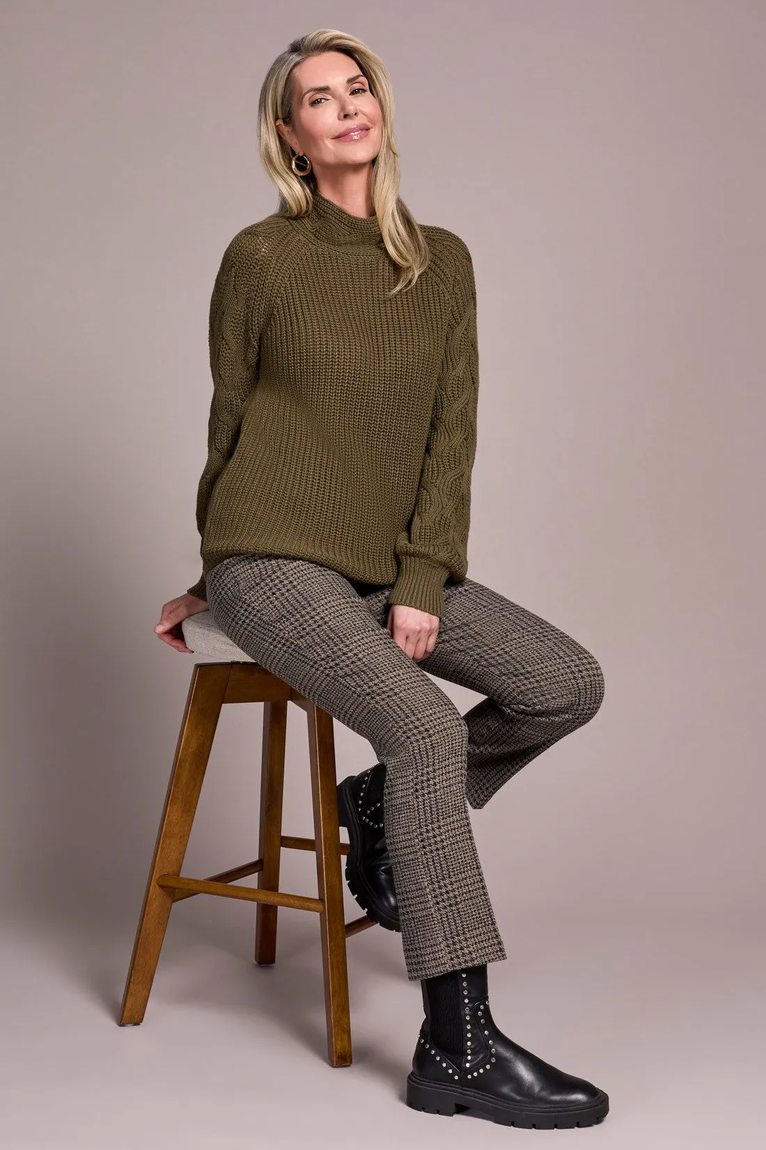 Cable Knit Mock Neck Sweater-Ivy sold by Tribal product image thumbnail 3