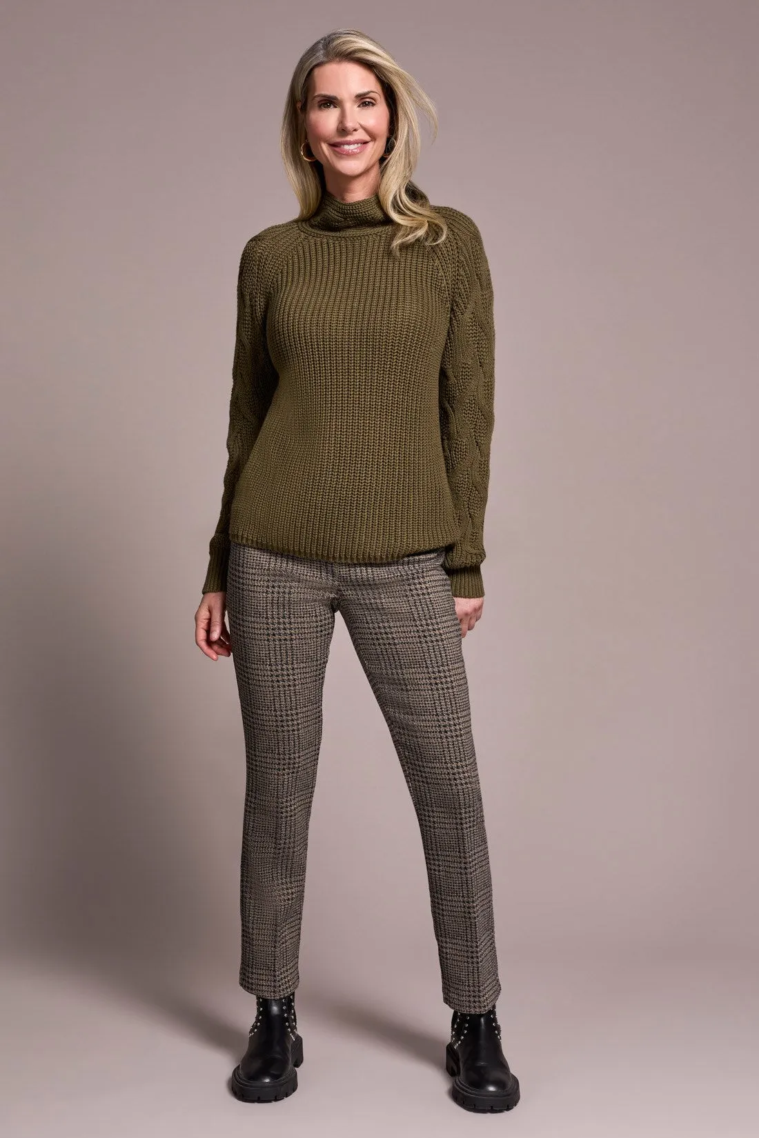 Cable Knit Mock Neck Sweater-Ivy sold by Tribal