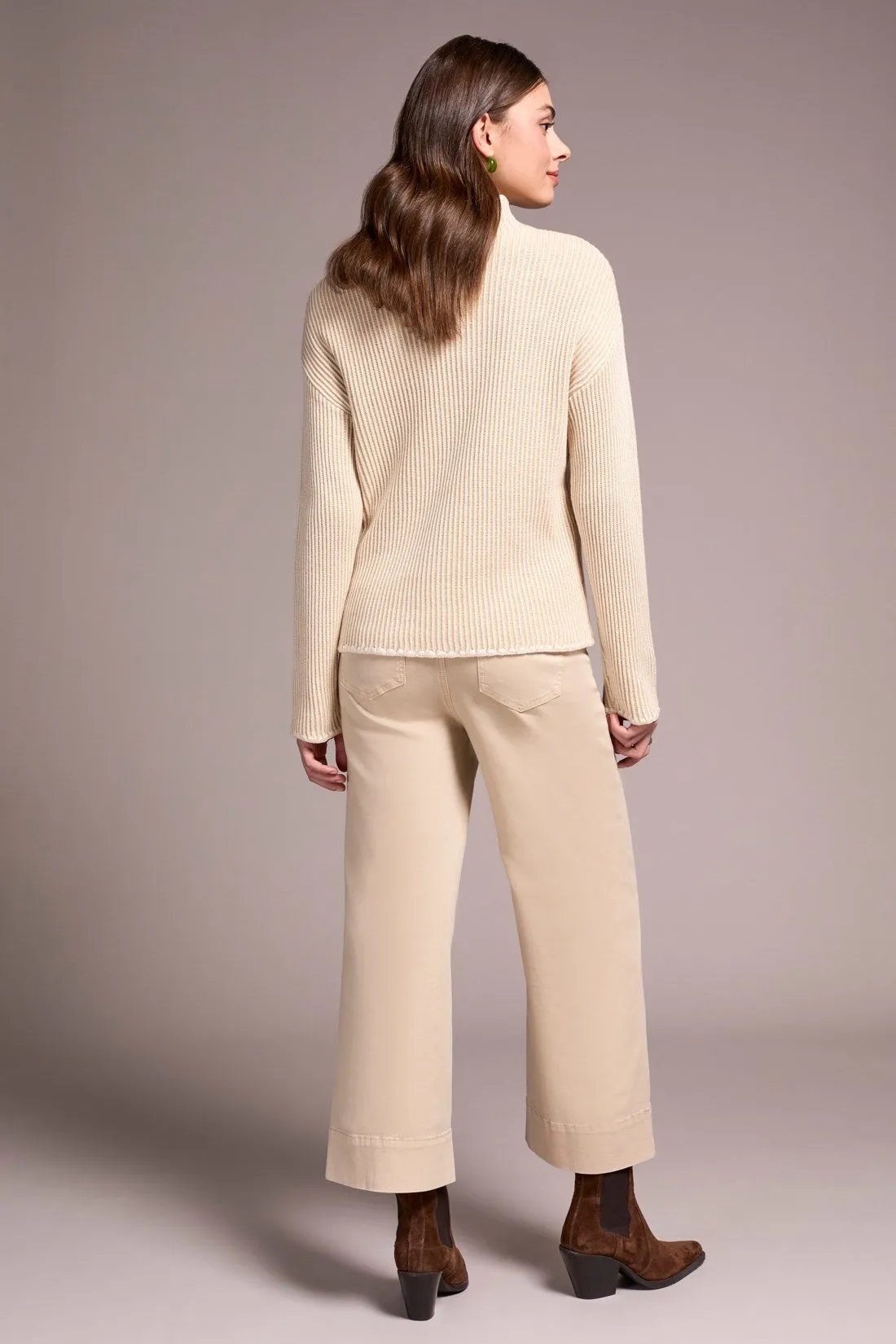 Combed Cotton Two-Tone Rib Funnel Neck Sweater-Moonstone sold by Tribal product image thumbnail 4