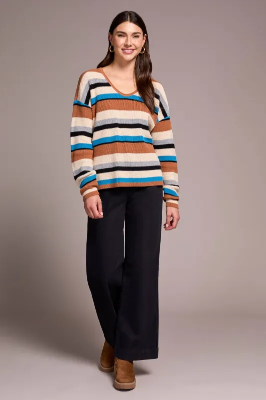 Combed Cotton U-Neck Waffle Sweater-Celestial sold by Tribal