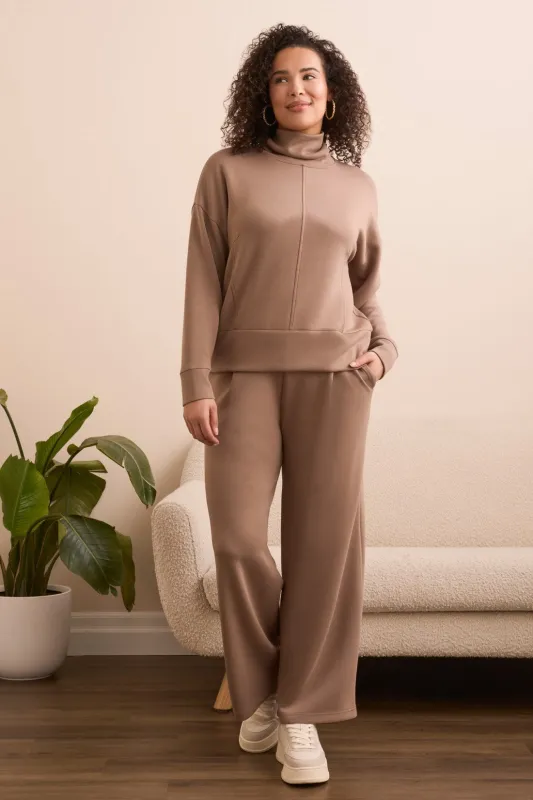 Techno Lux Drop Shoulder Funnel Neck Knit Top-Fossil sold by Tribal