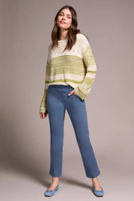 Comfort Stretch Pull-On Kick Flare Ankle Pants-Slateblue sold by Tribal