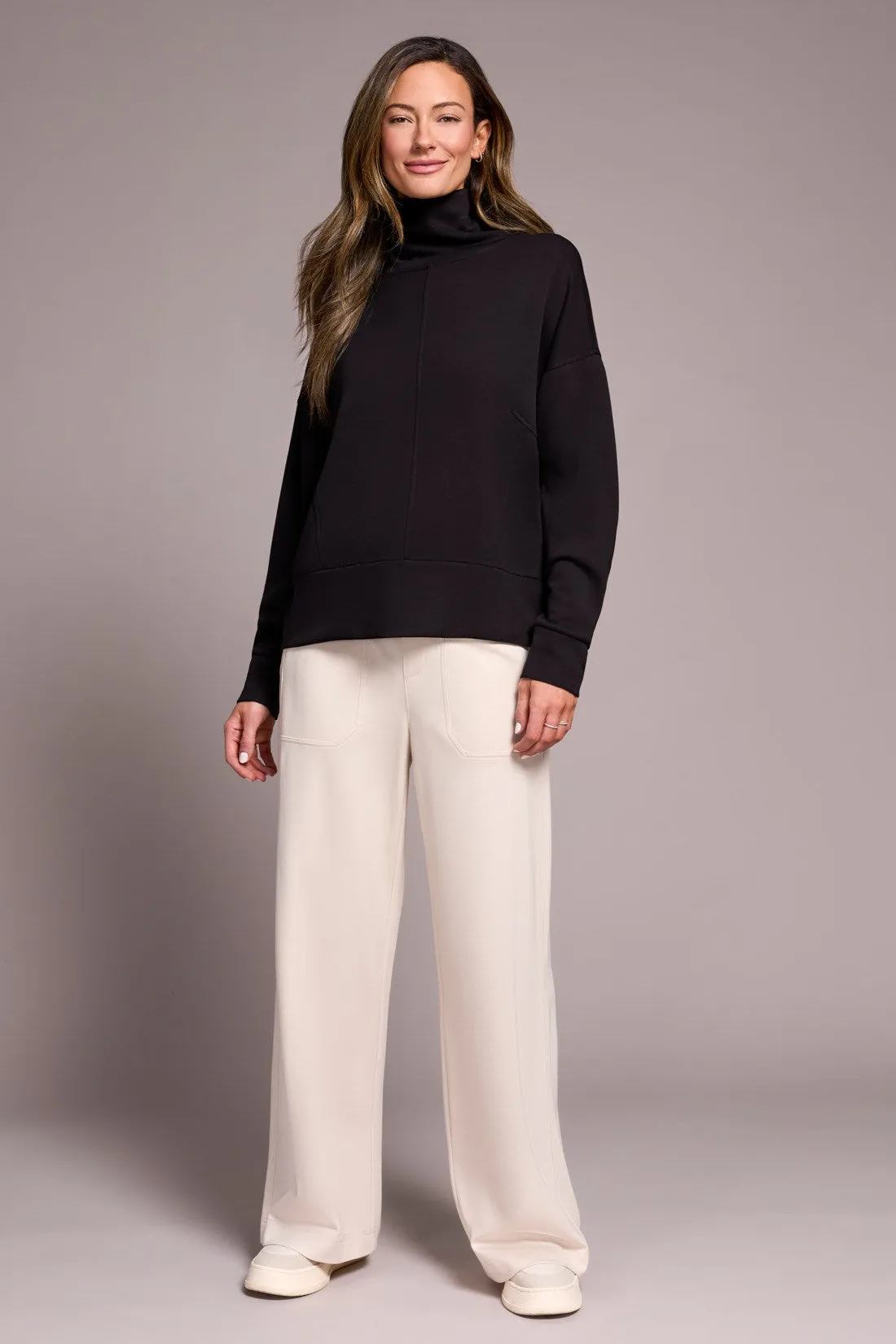 Techno Lux Drop Shoulder Funnel Neck Knit Top-Black sold by Tribal product image thumbnail 2