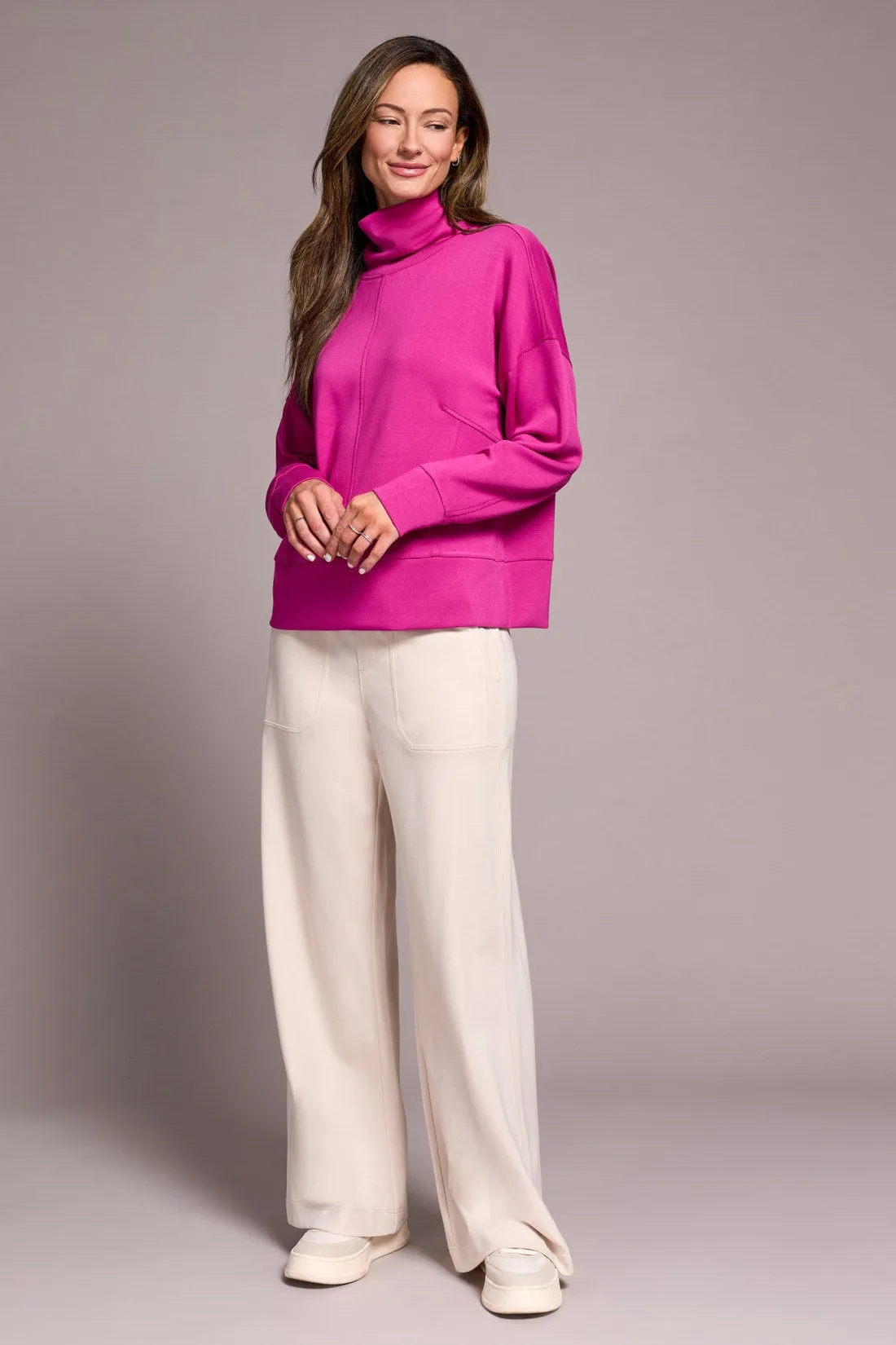 Techno Lux Drop Shoulder Funnel Neck Knit Top-Pink flambe sold by Tribal product image thumbnail 2