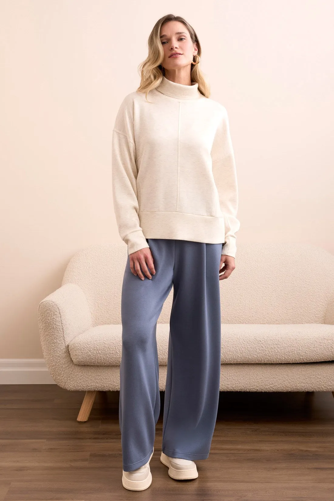 Techno Lux Drop Shoulder Funnel Neck Knit Top-H frostgrey sold by Tribal