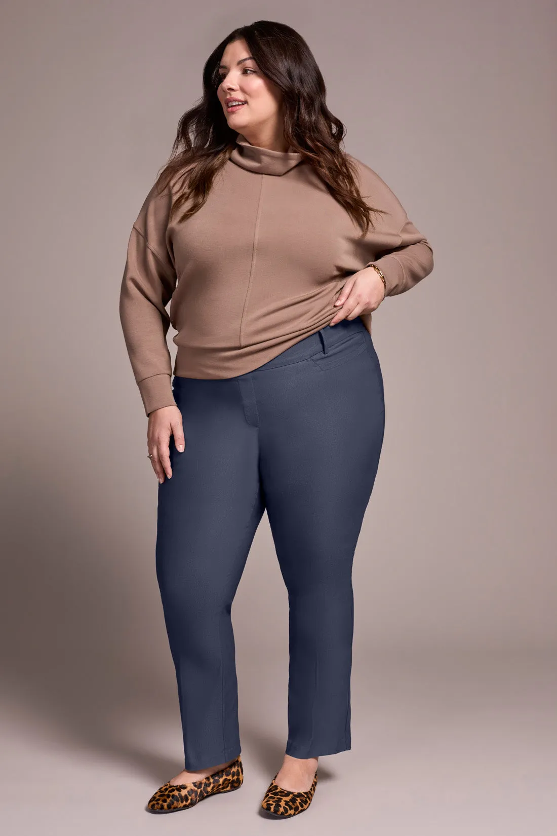 Bengaline Stretch Flatten It® Pull-On Pants-Sapphire sold by Tribal