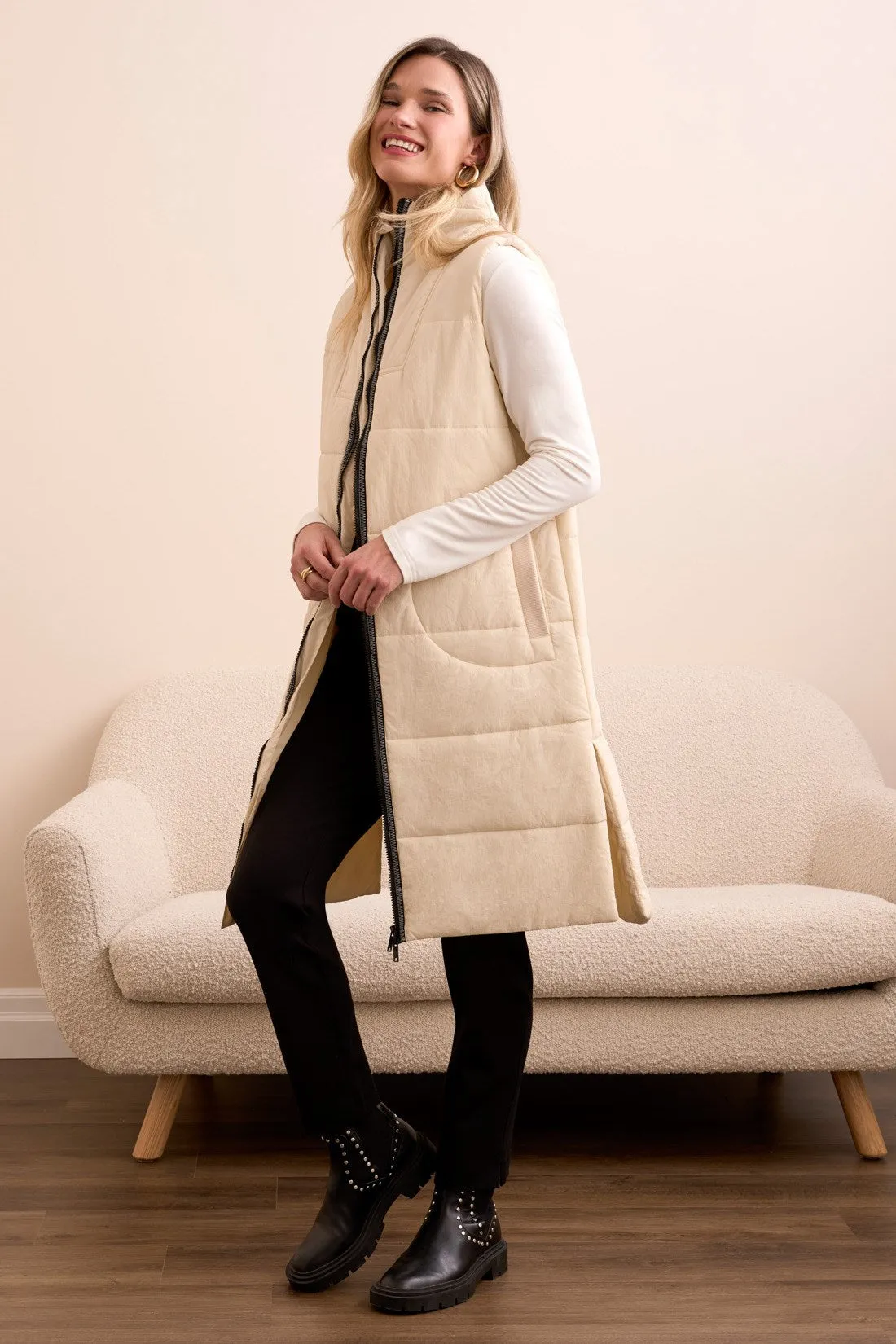 Longline Zip-Front Quilted Vest-Moonstone sold by Tribal product image thumbnail 2