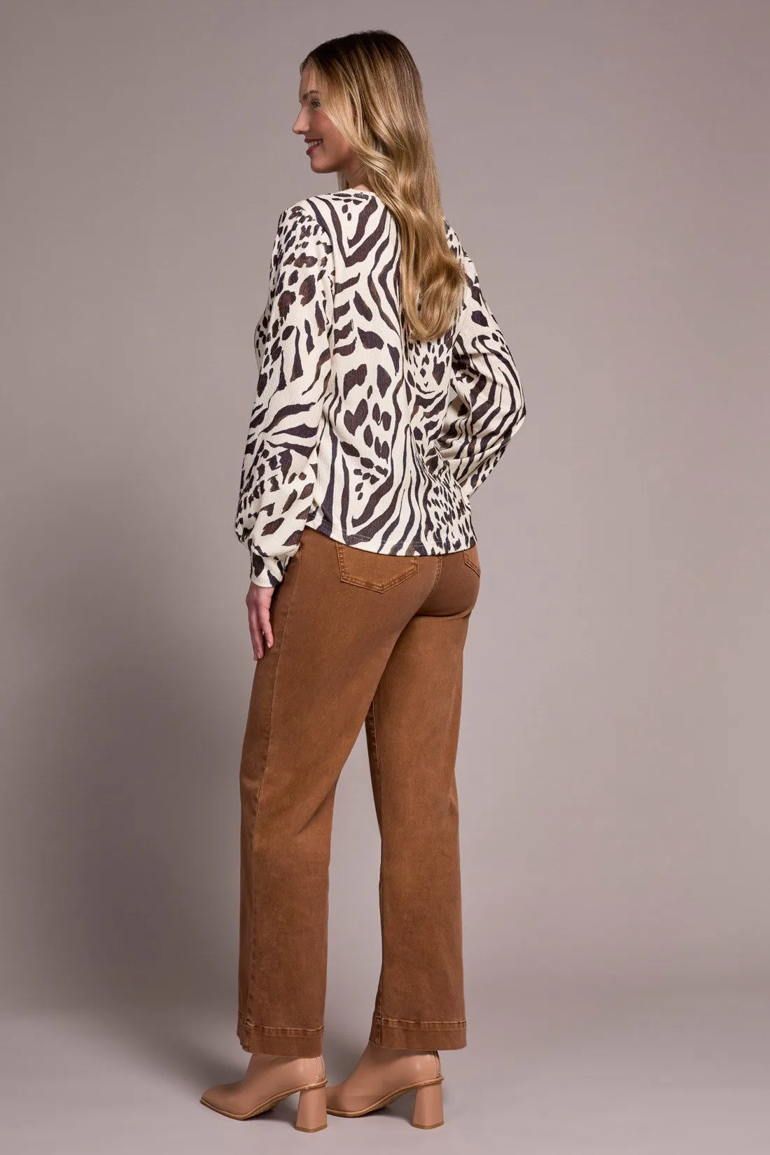 Printed Long Sleeve Crew Neck Knit Top-Walnut sold by Tribal product image thumbnail 4