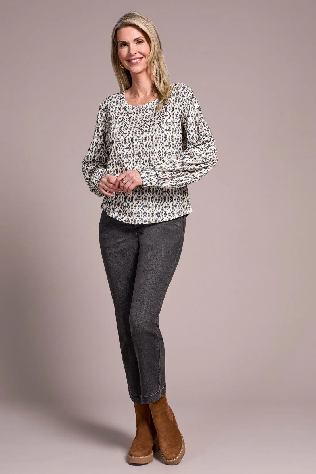 Printed Long Sleeve Crew Neck Knit Top-Icelatte sold by Tribal product image thumbnail 2