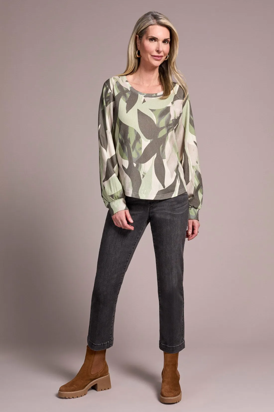 Printed Long Sleeve Crew Neck Knit Top-Ivy sold by Tribal product image thumbnail 3