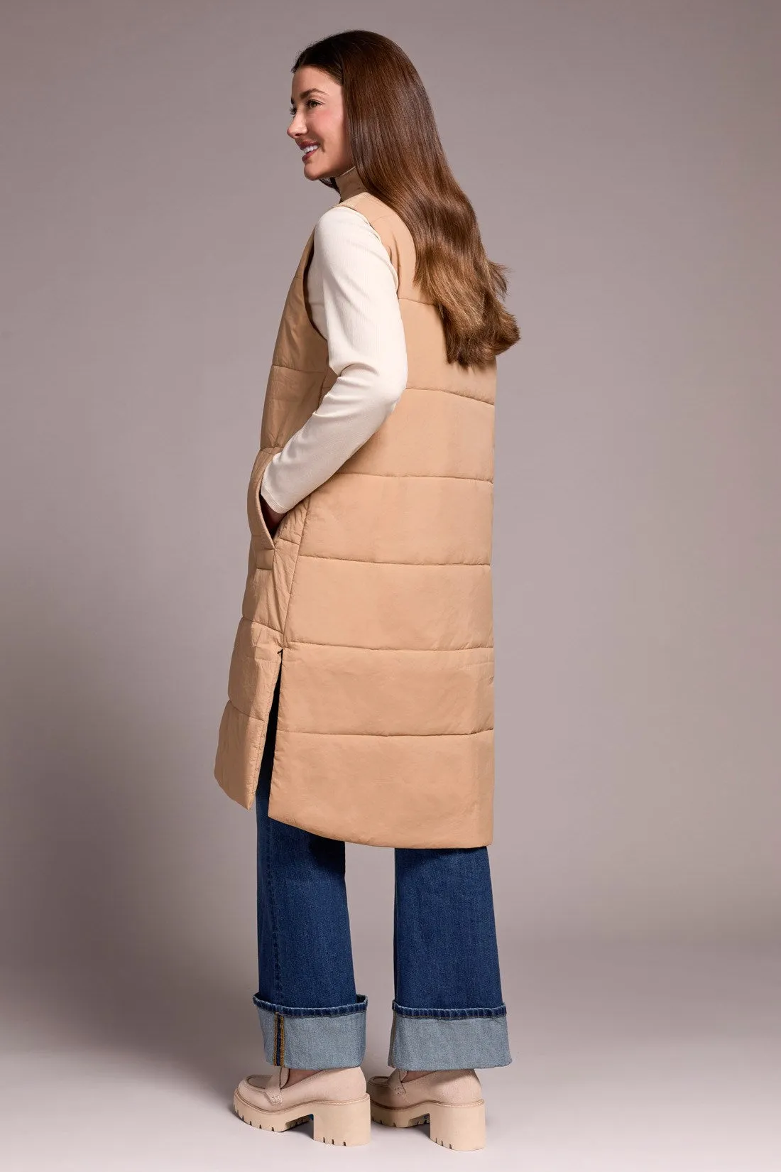 Longline Zip-Front Quilted Vest-Icelatte sold by Tribal product image thumbnail 4
