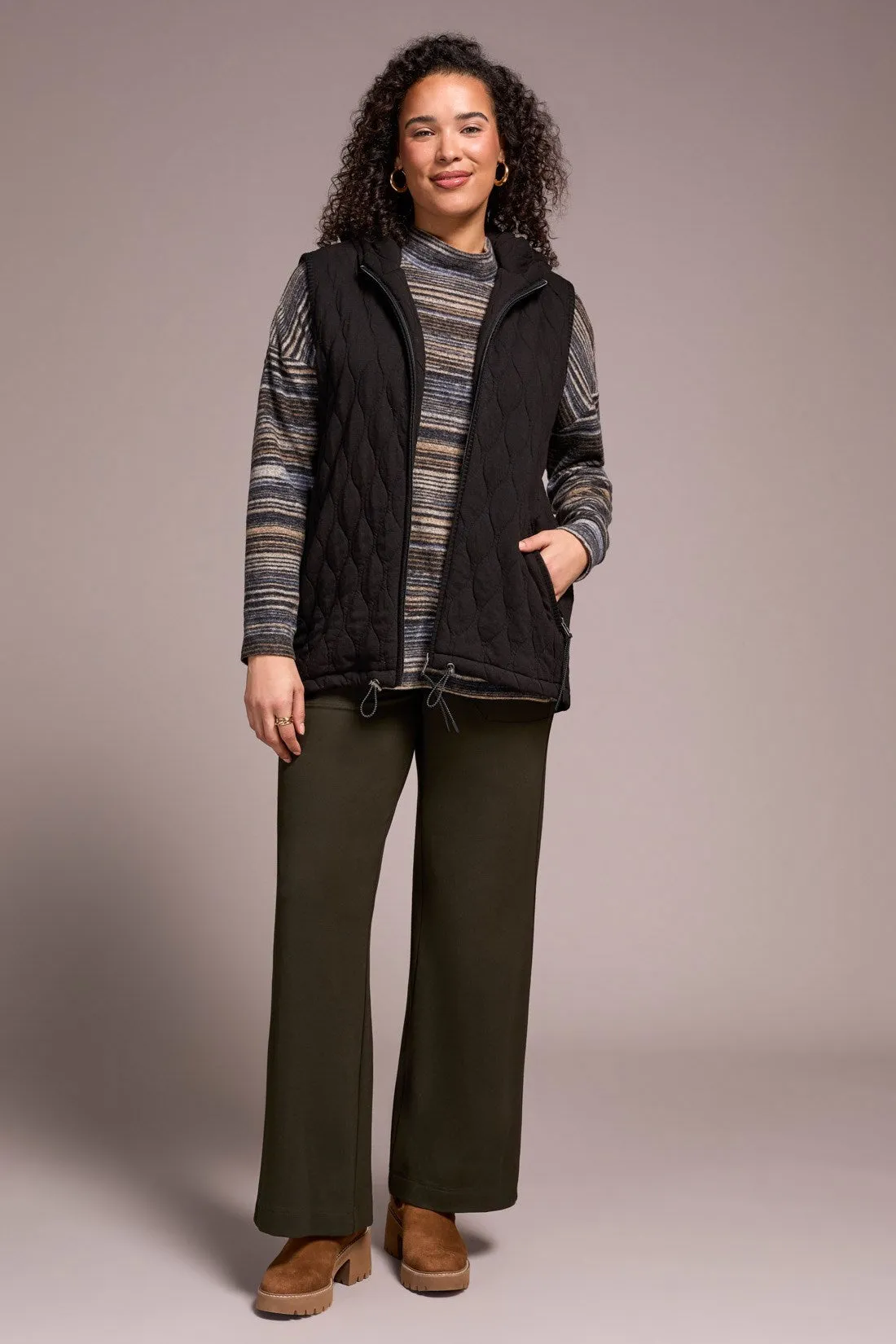 Quilted Cotton Long Hooded Vest-Black sold by Tribal